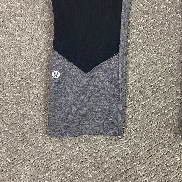 Lululemon Pace Rival Crop 22" Women's Size 6 Heathered Grey Black Gray Leggings - Picture 6 of 13